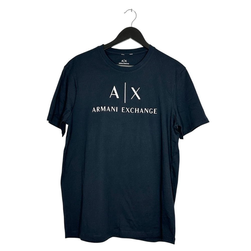 Armani Exchange A|X Navy Logo Graphic Tee Shirt Slim Fit Unisex Size XL